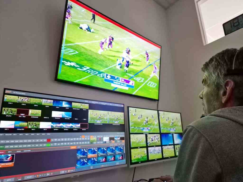An operator using Viz Vectar Plus and Viz Arena to produce European League of Football games