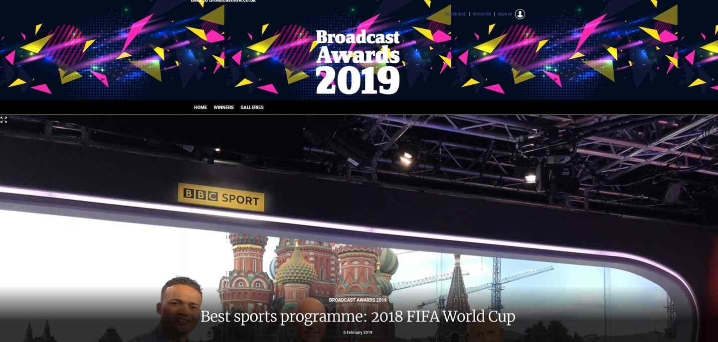 BBC’s Match of the Day wins Broadcast Award for FIFA World Cup 2018 coverage